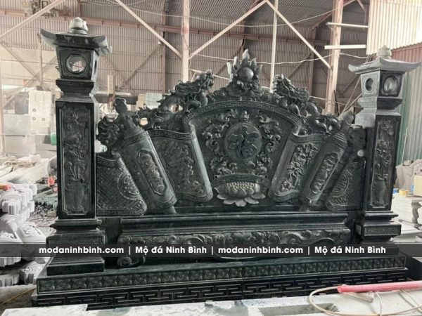 Cuốn thư đá Nhà thờ họ - Mẫu Bình phong đá đẹp