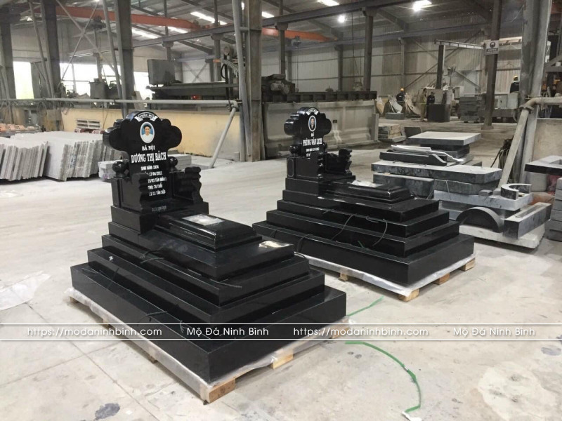 Mẫu Mộ đá Granite đen Bình Định 5 cấp - Xây Mộ đá Granite tại Ninh Bình Uy tín, Chất lượng.