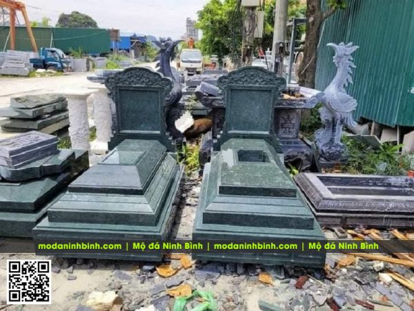 Mẫu Mộ đá xanh rêu 3 cấp đẹp, trang trọng, bề thế