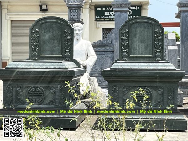 Mẫu Mộ đơn tam sơn - Mộ đá xanh rêu đẹp 4 Mo da dep gia tot modaninhbinh