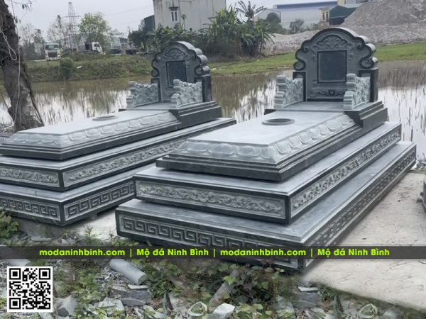 Mẫu Mộ đá xanh rêu 3 cấp - Xây Mộ đá Hưng Yên #moda 4 Xay Mo da xanh reu cho Bo Me 2024
