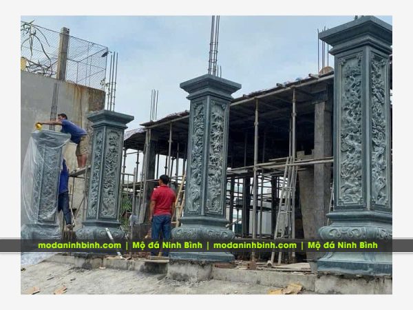 Cột đá vuông cho hiên nhà thờ họ - Cột đá tứ quý