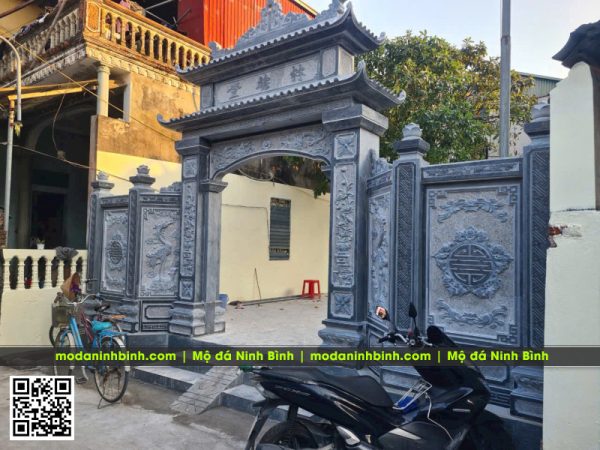 Mẫu Cổng đá 2 mái Nhà thờ họ - Cổng đá khối