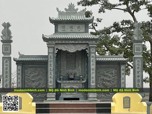 Mẫu Lầu thờ đá 2 mái (Lăng thờ 2 mái) phù hợp cho khu lăng mộ tổ, mộ tổ, mộ gia tộc