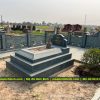 Mẫu Mộ đá xanh rêu 3 cấp nguyên khối (Mộ đá đẹp Ninh Bình)