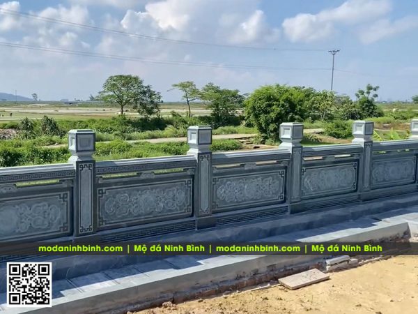 Mẫu lan can đá đẹp cho khu lăng mộ gia đình (đá xanh rêu Thanh Hóa)
