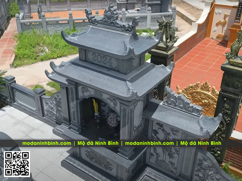 Tư vấn xây Lăng Mộ đá uy tín tại làng nghề đá Ninh Vân, Ninh Bình 4 Mẫu Lăng thờ đá granite đen Bình Định