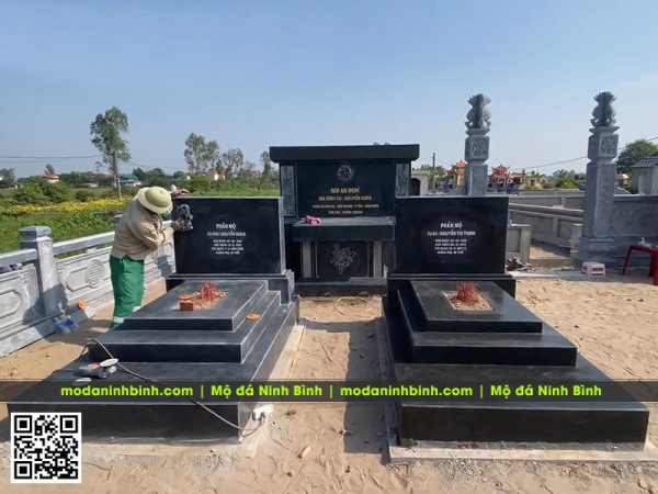 Khu Lăng Mộ granite đẹp, chất lượng cao, được xây dựng, cải tạo cho phần mộ của Bố Mẹ gia chủ chuẩn phong thuỷ, tâm linh.