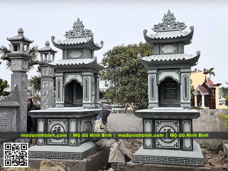Lưu ý xây Mộ đá hai mái (mộ 2 mái) cho người thân trong gia đình #modadep 8 Mau Mo da hai mai dep chat luong cao