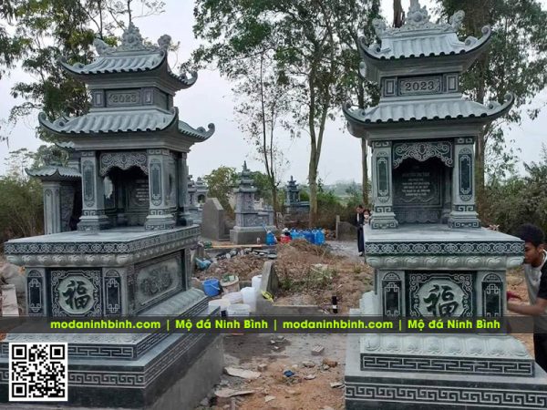 Mẫu mộ đá hai mái đẹp - mộ 2 mái tại làng nghề đá mỹ nghệ Ninh Bình