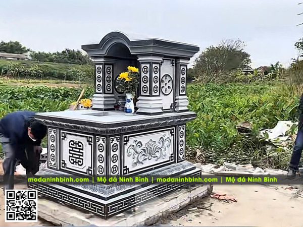 Mẫu Mộ 1 mái đẹp, ấn tượng, giá hợp lý - Mộ đá 1 mái tại Ninh Bình 5 Xay Mo mot mai dep