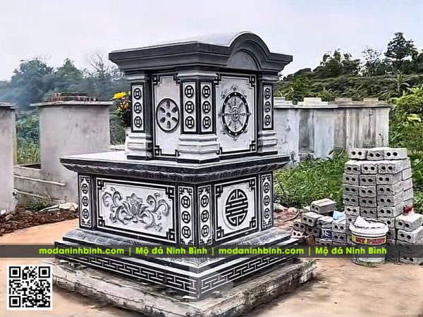 Mẫu Mộ 1 mái đẹp, ấn tượng, giá hợp lý - Mộ đá 1 mái tại Ninh Bình 7 Xay mo da 1 mai vom dep pho bien