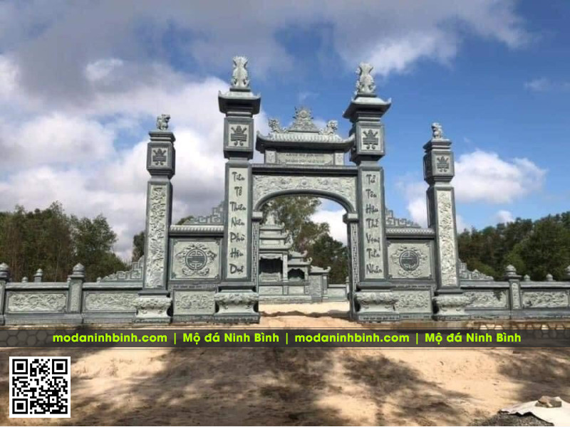 Cổng đá Tam Quan hai mái đẹp - Mẫu cổng tam quan đẹp 6 Cong da Tam Quan hai mai dep Mau cong tam quan dep