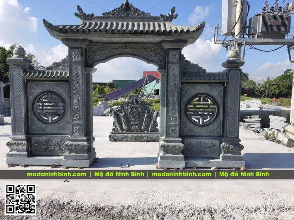 Mẫu cổng đá nhà thờ họ - Cổng đá 1  mái đẹp #congda