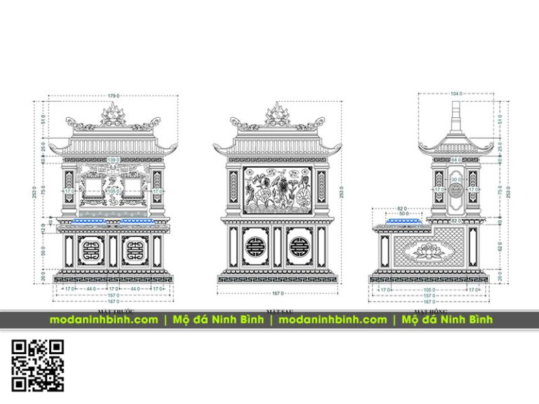 Giải pháp xây Mộ đá đôi để chờ 1 bên – Bản vẽ Mộ đôi đề chờ 1 bên mộ cho ông/bà