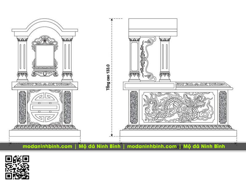Ban ve thiet ke Mo da mot mai vom dep Kich thuoc Mo Rong 81cm sau 133cm