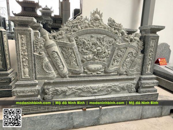 Hoa văn bình phong đá cho khu lăng mộ gia tộc (cuốn thư đá) 5 Buc-Cuon-thu-da-granite-197cm.jpg