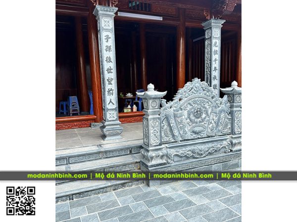 Lưu ý đặt cột đá, chiếu đá, cuốn thư đá, đồ thờ đá cho Nhà thờ họ/tổ, từ đường 10 Buc Cuon thu da nha tho ho dat gian giua