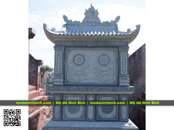 Mẫu Mộ đá đôi 1 mái bằng đá granite xanh Bình Định chất lượng 6 Chi-tiet-mat-sau-Mo-da-doi-1-mai-dep.jpg