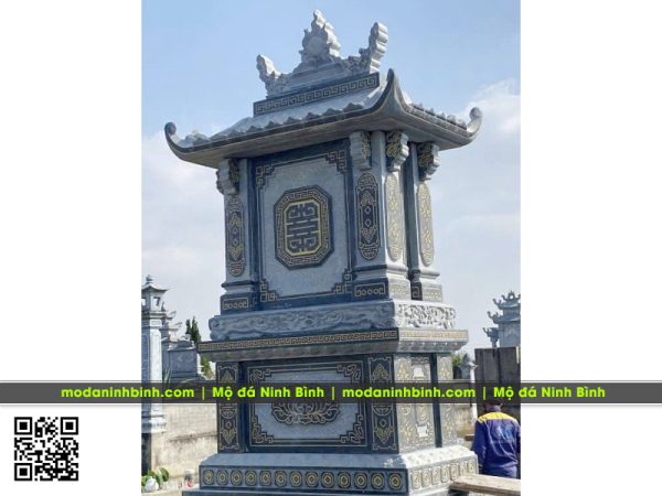 Mẫu Mộ đá 1 mái bằng đá granite xanh Bình Định (mộ 1 mái đẹp) có thể làm Mộ tổ gia tộc, dòng họ 5 Hoa-van-thiet-ke-mang-tinh-co-kinh-trang-trong.jpg