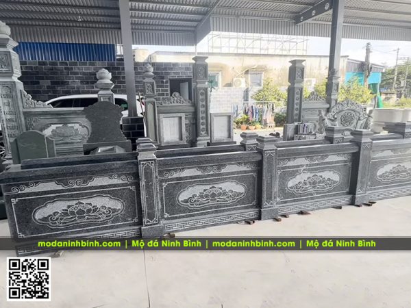 Mẫu Lan can đá granite đẹp - hoa văn bông Sen hóa