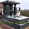 Mẫu Mộ đá xanh rêu giả cổ đơn giản - thân mộ 2 cấp đá liền khối, hiện đại, mái mộ giả cổ mang phong cách Nhật Bản