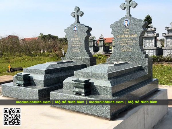 Mẫu Mộ công giáo đẹp, ấn tượng - Mộ công giáo đá granite xanh Bình Định 7 Mo-granite-cong-giao-dep-trang-trong.jpg