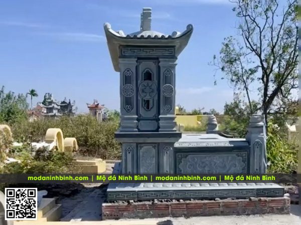 Lưu ý cải tạo Mộ đá đôi cho Ông Bà, Cha Mẹ - Mẫu Mộ đá đôi 1 mái đẹp tại Ninh Bình 4 Xay sua mo da doi cho ong ba cha me