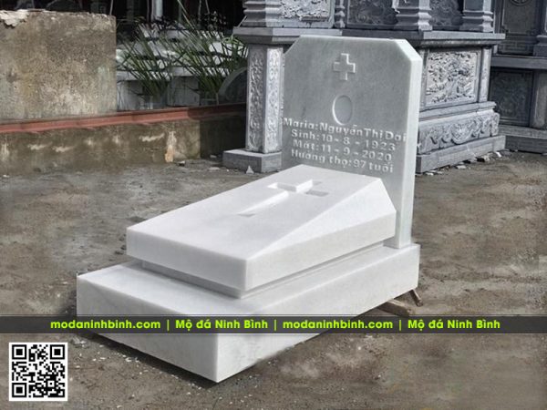 Lưu ý xây Mộ công giáo, Mẫu Mộ đá trắng công giáo nguyên khối đẹp