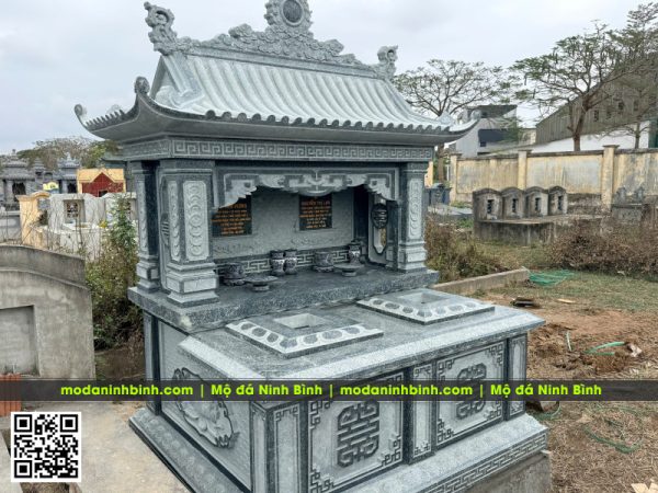 Mẫu Mộ đá đôi 1 mái bằng đá granite xanh Bình Định, sự lựa chọn bền vững cho phần mộ của ông bà, cha mẹ 4 Mau-Mo-da-doi-mot-mai-dep-chat-luong-cao-Mo-da-doi-granite-dep.jpg