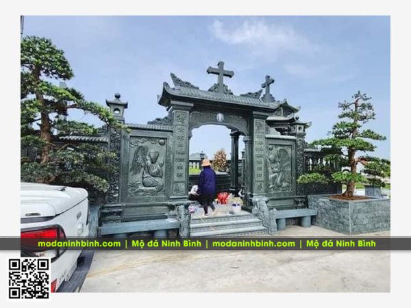 Mẫu Cổng đá khu Lăng Mộ công giáo - Cổng 1 mái đẹp