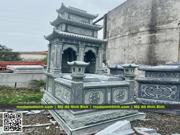 Mẫu Mộ đá đôi 3 mái đẹp - Mộ đôi ba mái