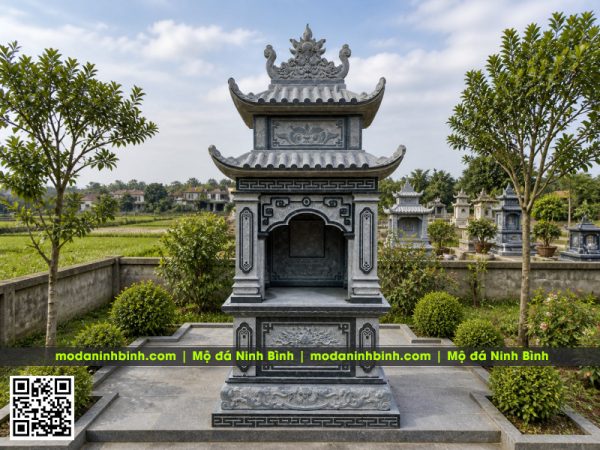 Mẫu Mộ đá 2 mái đẹp, trang trọng, bề thế