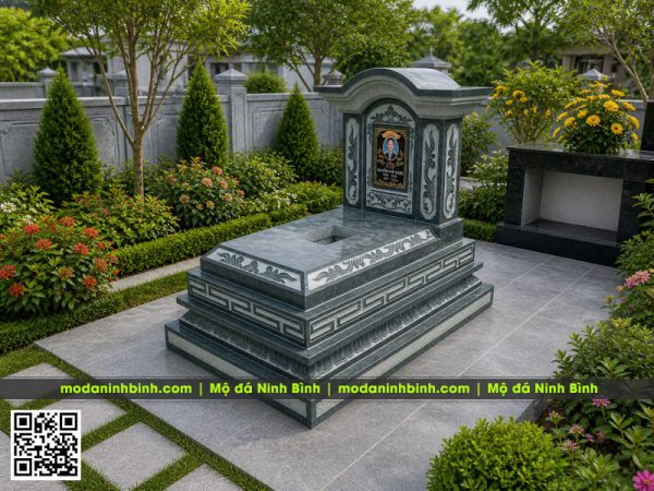 Mẫu Mộ đá đơn đá xanh rêu đẹp 2026 tại Ninh Bình