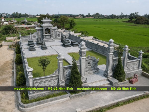 Chia sẻ Kinh Nghiệm Xây Lăng Mộ Đá Gia Đình 100m2 Bền Đẹp, Phong Thủy 13 Khu Lang Mo Da Dien tich 100m2