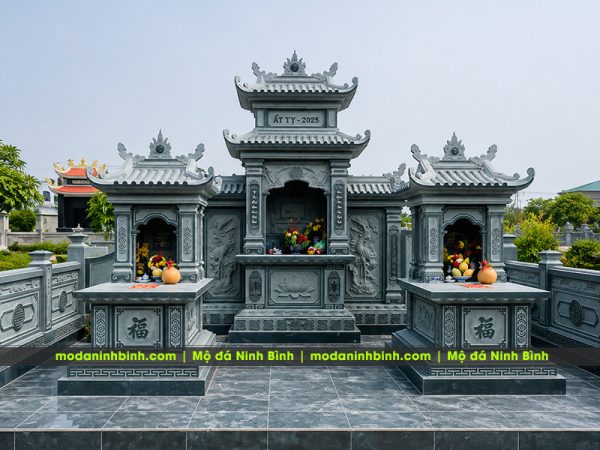 Xây Lăng Mộ Đá Bền Đẹp, Chuẩn Phong Thủy Cho Gia Đình - Mẫu Lăng Mộ Đá 1 Mái 5 Mau Lang Mo da dep cho Bo Me Mau Mo Da 1 Mai