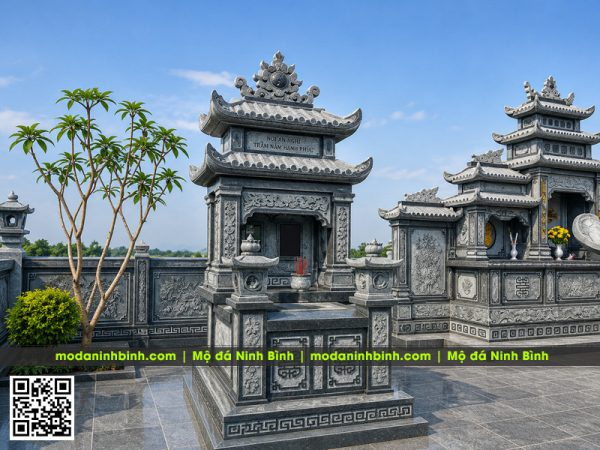 Mẫu Mộ Đá Đôi 2 mái Đẹp - Mộ Đá Đôi 2027 cho Ông Bà, Cha Mẹ