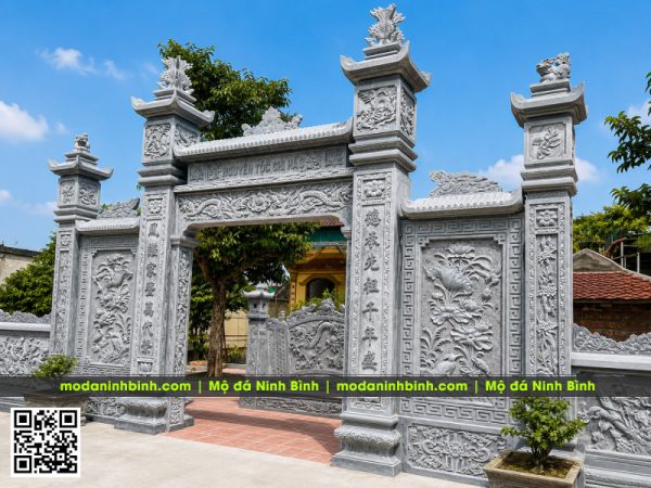 Cổng đá Nhà thờ tổ Nguyễn Tộc bằng đá xanh Thanh Hóa chất lượng cao