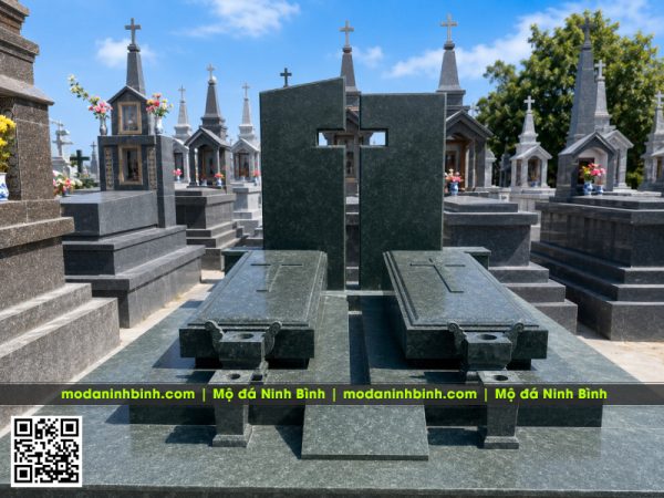 Lăng Mộ đôi công giáo bằng đá granite Bình Định chất lượng 2027