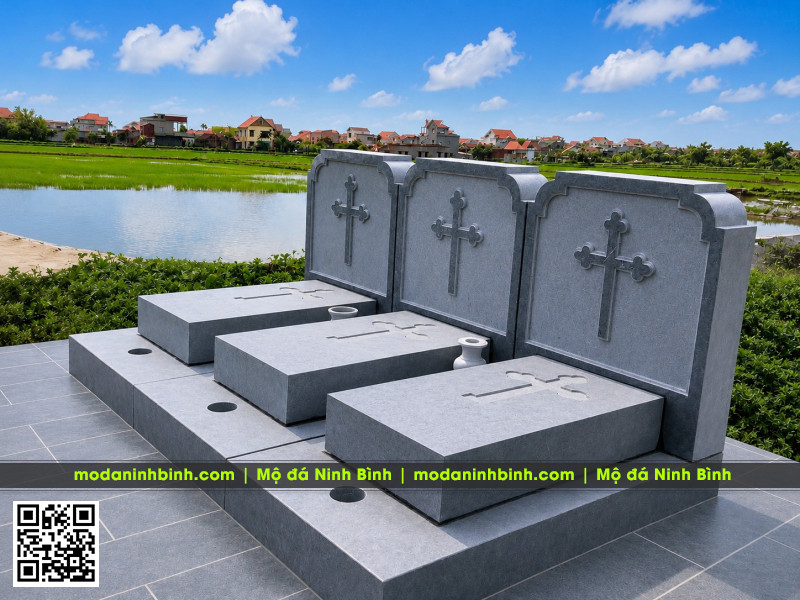 Mẫu Mộ công giáo đơn giản - đá xanh Thanh Hóa nguyên khối 72 Mau Mo cong giao don gian da xanh Thanh Hoa nguyen khoi