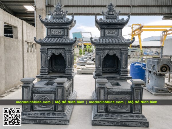 Mẫu Mộ đá 2 mái - Xây Mộ 2 mái bằng đá xanh Thanh Hóa chất lượng