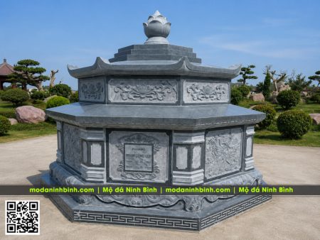 Mẫu Mộ đá bát giác 2 mái - Xây Mộ tổ bát giác đẹp
