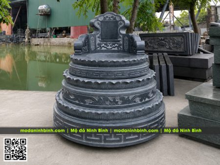 Mẫu Mộ đá tròn 5 cấp - Mộ tròn đá xanh rêu