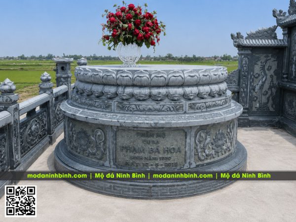 Mẫu Mộ đá tròn phật giáo đẹp cho Bố Mẹ, Ông Bà