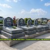 Mộ 2 cấp nguyên khối - Mộ đá xanh rêu cho người thân trong gia đình