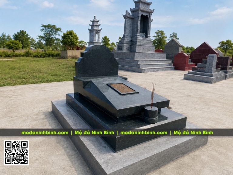 Mẫu Mộ đá xanh rêu 2 cấp nguyên khối – Mộ đá Ninh Bình 2027