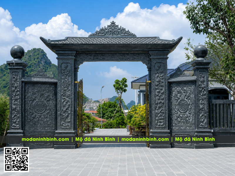 Báo giá cổng đá 1 mái cho Nhà thờ họ, Từ đường 6 Báo giá cổng đá 1 mái cho Nhà thờ họ, Từ đường