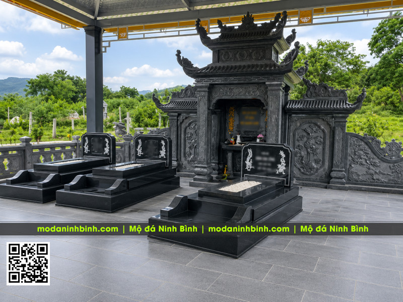 Kinh nghiem xay Lang Mo da bang da xanh reu va da granite ket hop
