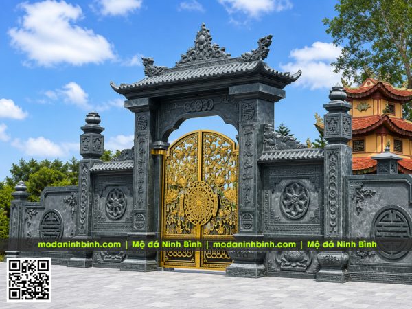 Mẫu Cổng đá 1 mái đẹp - Chọn cổng đá có mái hay không mái