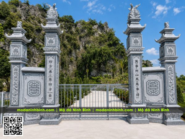 Mẫu Cổng đá tứ trụ (Cổng trụ biểu) cho công trình tâm linh